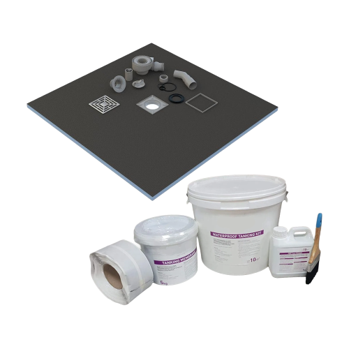 1800mm x 900mm Wetroom Centre Waste Shower Deck & Tanking Kit & Grid Waste (Complete)