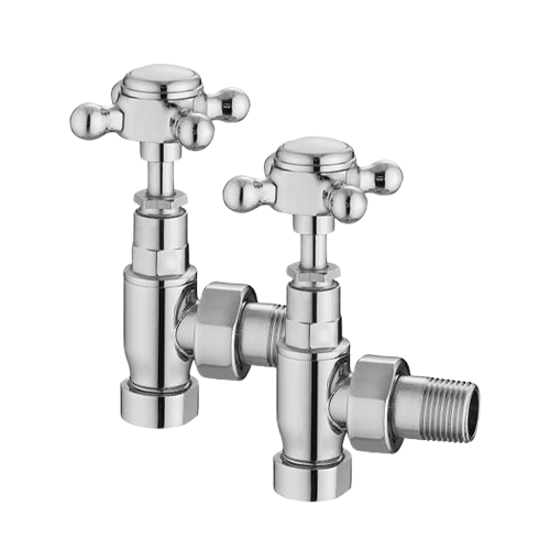 ProTek Traditional Chrome Angled Cross Head Radiator Valves (Pair)