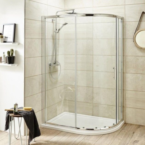 ICE Chrome 1200mm x 800mm Offset Shower Cubicle Single Door 6mm Glass (1850mm)