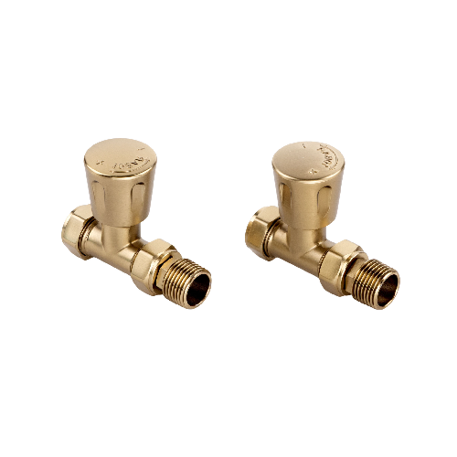 Essentials Brushed Brass Angled Manual Radiator Valves (Pair)