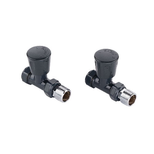 Essentials Anthracite Angled Manual Radiator Valves (Pair)