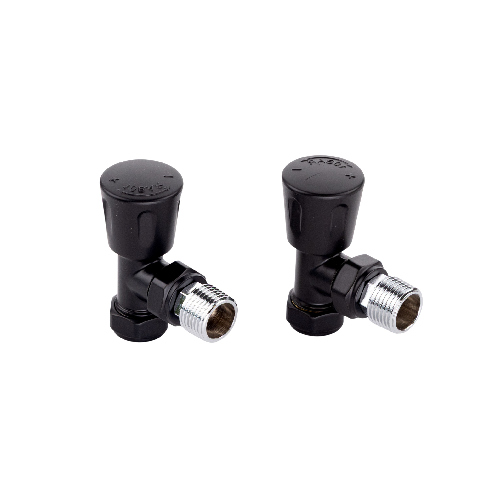 Essentials Black Straight Manual Radiator Valves (Pair)