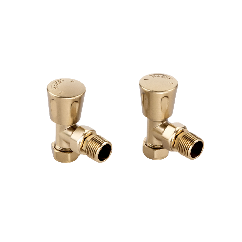 Essentials Brushed Brass Straight Manual Radiator Valves (Pair)