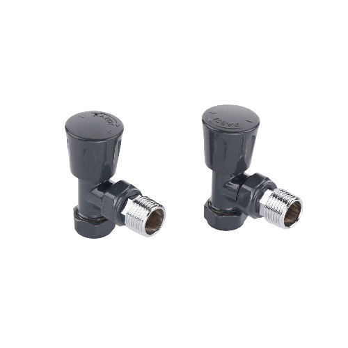 Essentials Anthracite Straight Manual Radiator Valves (Pair)