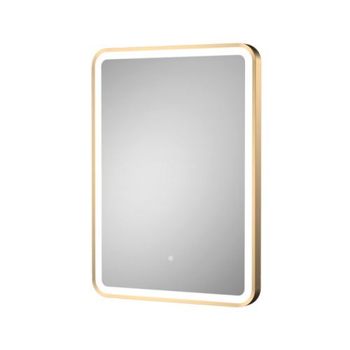 Brushed Brass Frame LED Illuminated Bathroom Mirror 500mm x 700mm