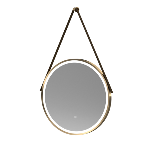 Nuie Salana Touch Sensor 600mm Brushed Brass Round Illuminated Mirror