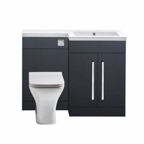 Manhattan Matt Black 1100 L-Shape Complete Combination Furniture Pack (R/H)