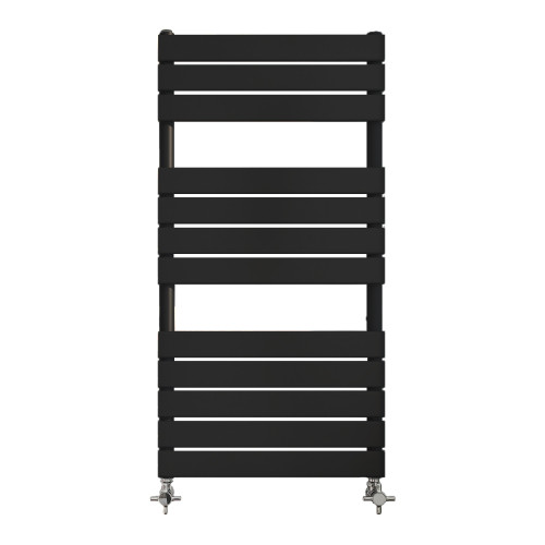 Milan 500mm x 1200mm Black Designer Heated Towel Radiator