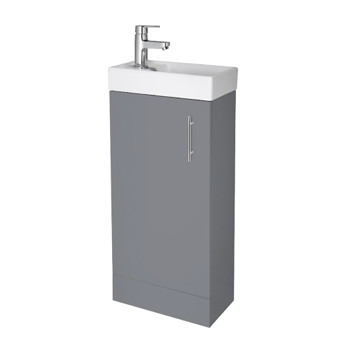 Vault 400mm Satin Grey Floor Standing Cabinet & Basin - 1 Tap Hole