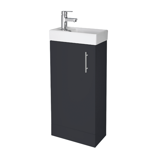 Edge 400mm Soft Black Floor Standing Cabinet & Basin - 1 Tap Hole