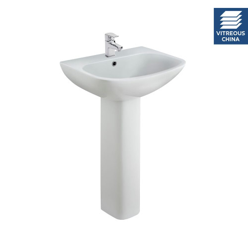 Pro 550mm Basin & Full Pedestal - 1 Tap Hole