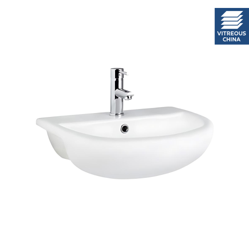 Harmony 500mm Semi Recessed Counter Top Basin - 1 Tap Hole