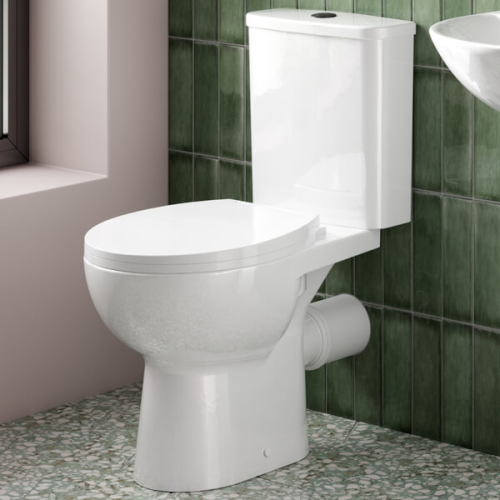 Space Rimless Close Coupled Modern Toilet + Soft Close Toilet Seat
