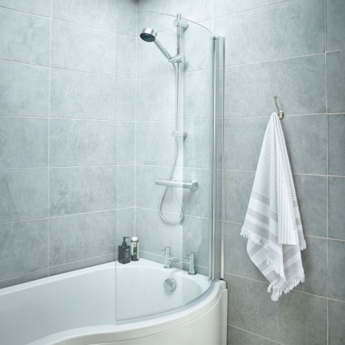 Nuie Curved P-Shaped Bath Screen 6mm