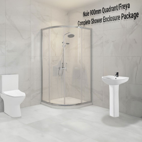 Nuie 900mm Quadrant/Freya Complete Shower Enclosure Package