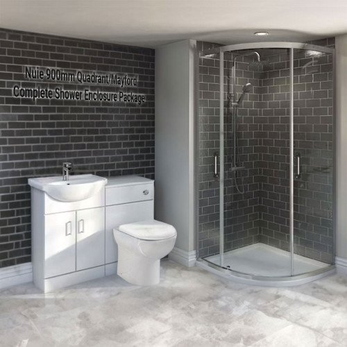 Nuie 900mm Quadrant/Mayford Complete Shower Enclosure Package