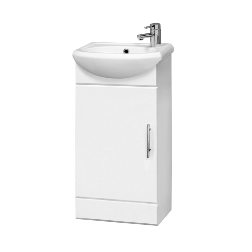 Sienna 420mm White Gloss Cabinet & Basin - 1 Tap Hole