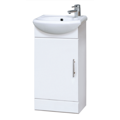 Sienna 420mm White Gloss Cabinet & Basin - 1 Tap Hole