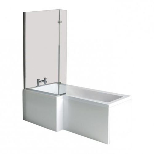 Matrix L-Shape 1700mm Shower Bath, Front Panel & Deluxe Screen - Left Hand