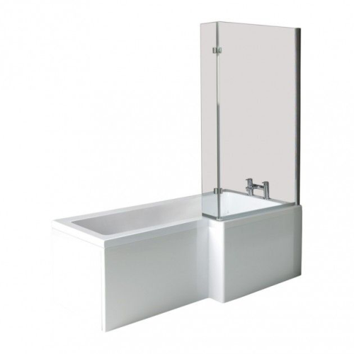 Matrix L-Shape 1700mm Shower Bath, Front Panel & Deluxe Screen - Right Hand