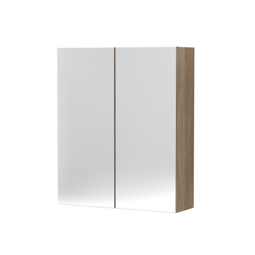 Bleached Oak 600mm Mirror Cabinet 50/50 Split (180mm Deep)