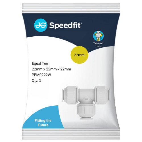Speedfit Equal Tee 22mm Bag of 5