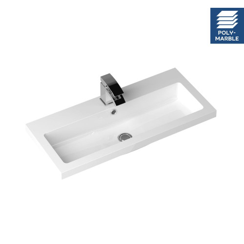 Jewel 800mm Polymarble Rear Tap Basin - 1 Tap Hole
