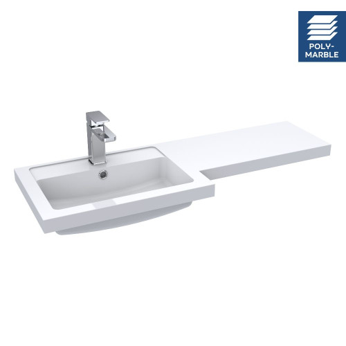 1000mm L Shape Polymarble Basin - Left Hand