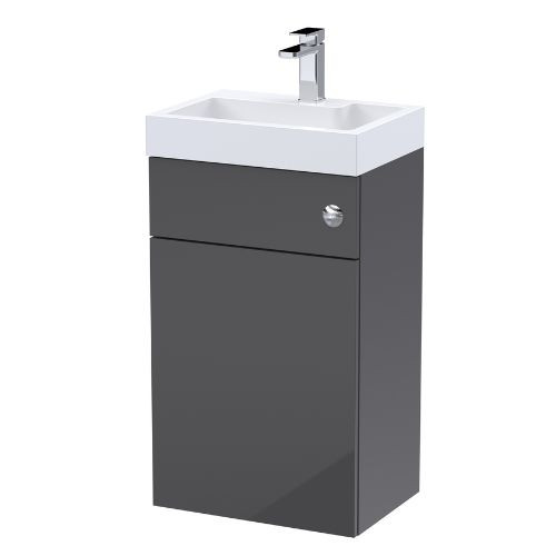 Athena 500mm Grey Gloss WC/Basin Unit Combi & Cisten (Exc. Pan & Seat)