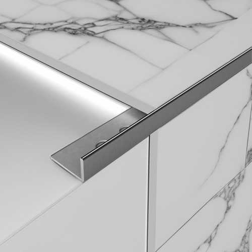 Brushed Silver Metal L- Straight Edge Trim - 12mm