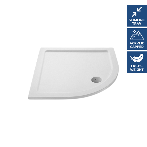 Pearlstone Matt White Slip Resistant Quadrant Shower Tray 900mm x 900mm x 40mm