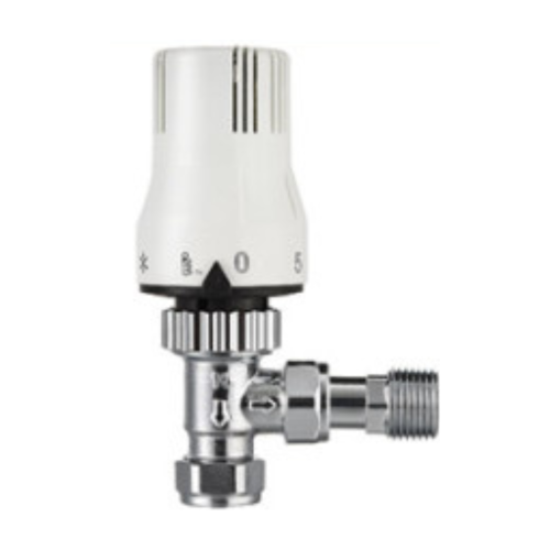 Pro Classic TRV Thermostatic Universal Angled Radiator Valve - White & Chrome