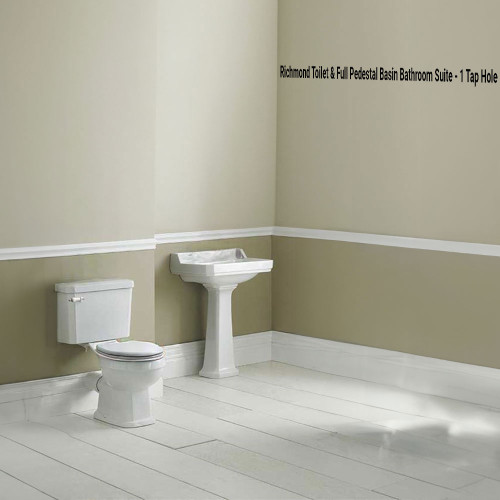 Richmond Toilet & Full Pedestal Basin Bathroom Suite - 1 Tap Hole