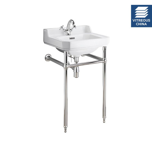 Old London Richmond 560mm Basin & Luxury Chrome Washstand - 1 Tap Hole