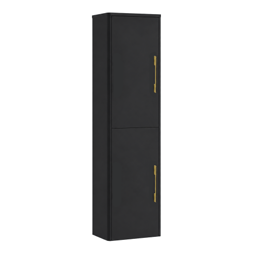 Roma 350mm x 1400mm Anthracite Wall Mounted Cabinet (Brushed Brass Handles)