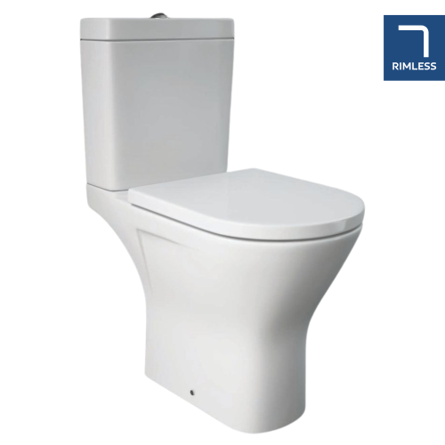 RAK Resort Maxi Close Coupled Open Back Rimless Toilet & Slimline Soft Close Seat