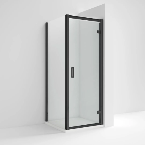 Kristal Matt Black 900mm Hinged Door & 900mm Side Panel Enclosure Package With Tray & Waste