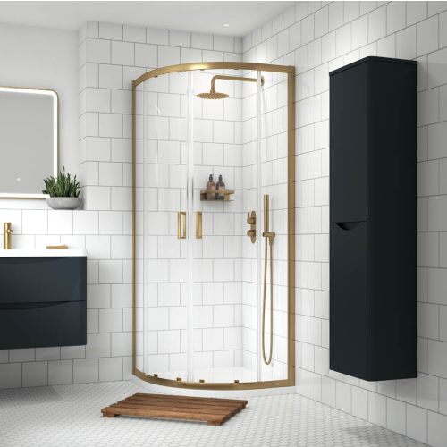 Kristal Brushed Brass 800mm Quadrant Shower Enclosure, Tray & Waste