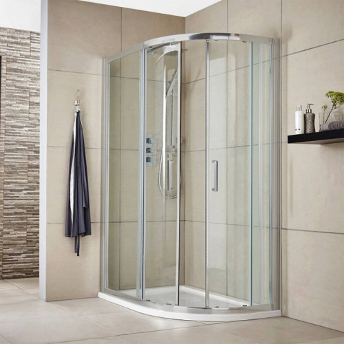 Kristal Chrome 1000 x 800 Offset Quadrant Shower Enclosure, Tray & Waste - Right Hand