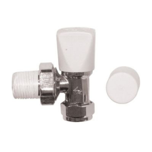Round White Angled Radiator Valve 15mm