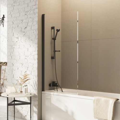 Square Edge Gunmetal Bath Screen 800mm x 1500mm x 8mm