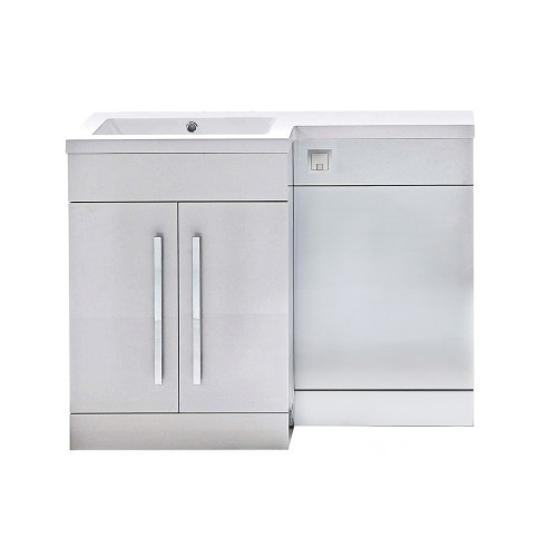 Miami White Gloss 1100 L-Shape Combination Furniture Pack(L/H)