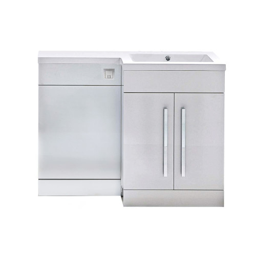 Miami White Gloss 1100 L-Shape Combination Furniture Pack(R/H)
