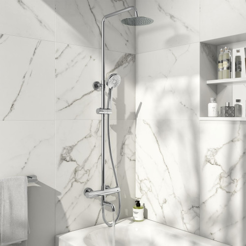 Solar Round Rigid Riser Shower with Bath Filler