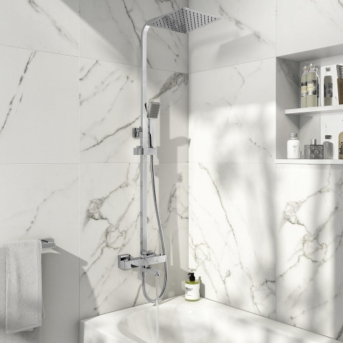 Black Square Rigid Riser Shower with Bath Filler