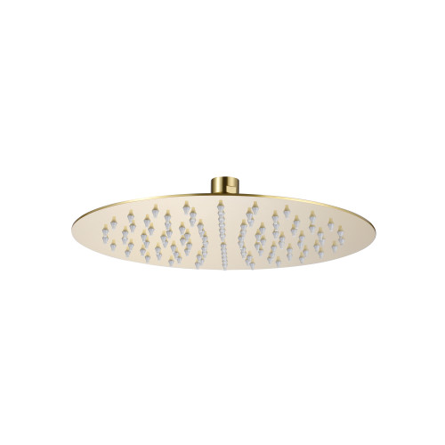 Round Brushed Brass Ultra Slim Fixed Shower Head 250mm x 250mm