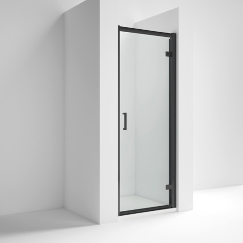 Kristal Matt Black 900mm Hinged Door 6mm Glass (1900mm)