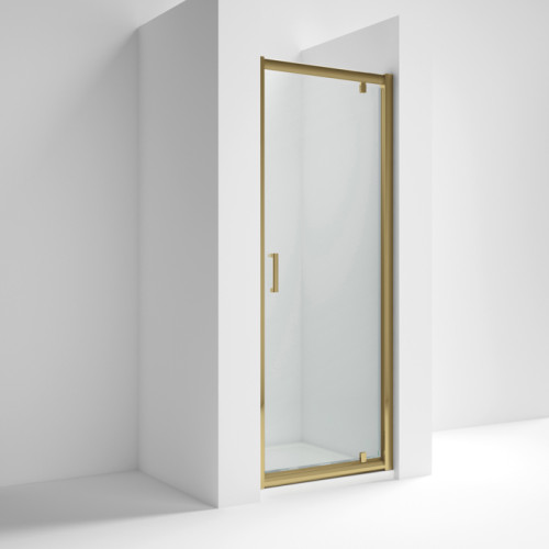 Kristal Brushed Brass 760mm Pivot Door 6mm Glass (1900mm)