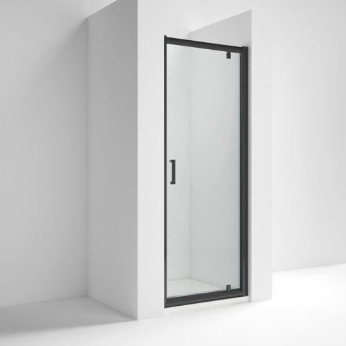 Kristal Matt Black 800mm Pivot Door 6mm Glass (1900mm)