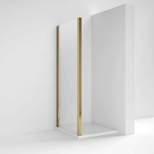 Kristal Brushed Brass 700mm Side Shower Panel 6mm Glass (1900mm)